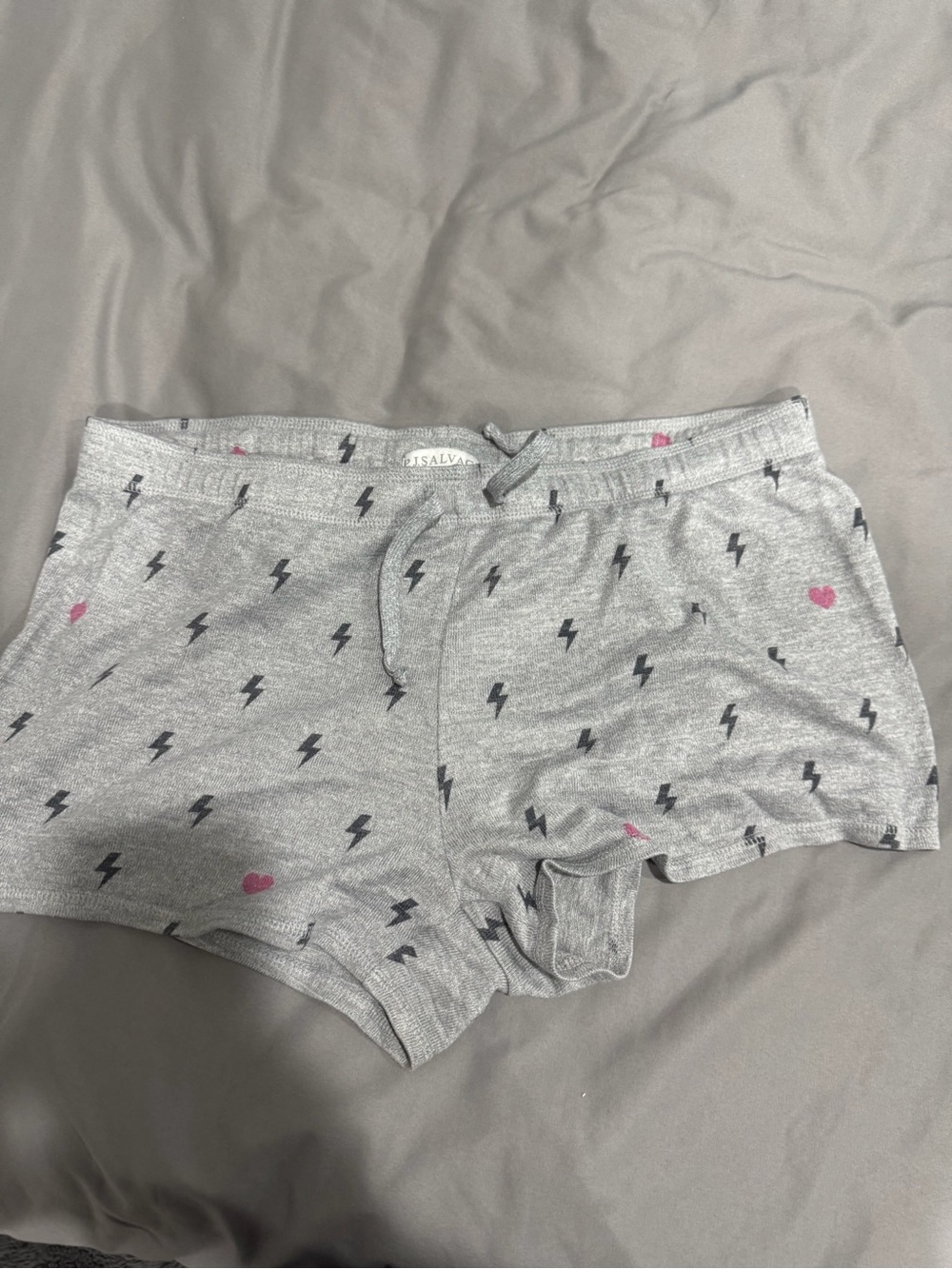 PJ Salvage Women's Gray Shorts with Heart & Lightning Print
